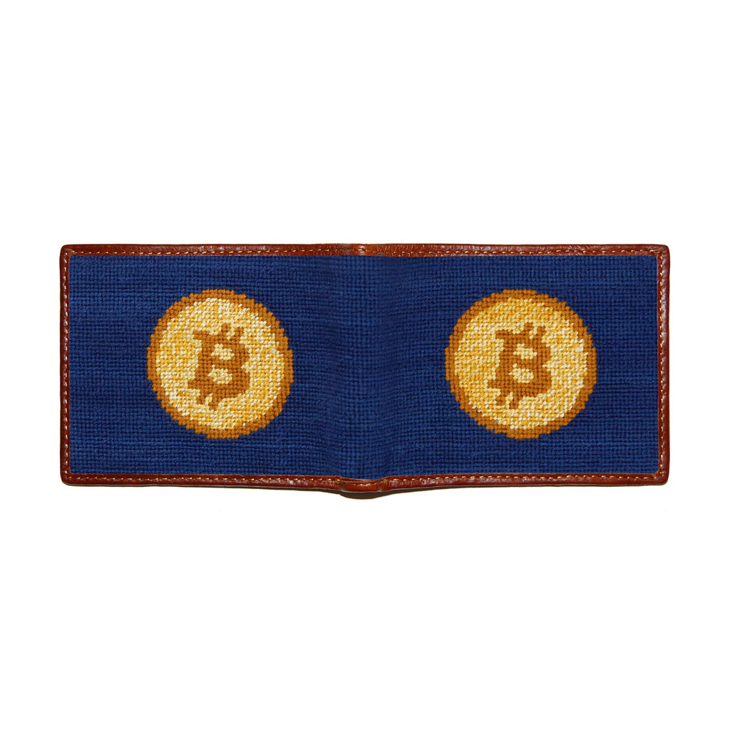 Bitcoin Needlepoint Bi-Fold Wallet by Smathers & Branson - Country Club Prep