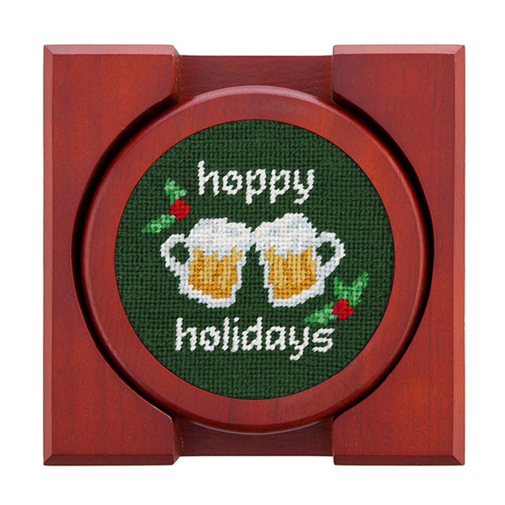 Christmas Drinks Needlepoint Coasters by Smathers & Branson - Country Club Prep