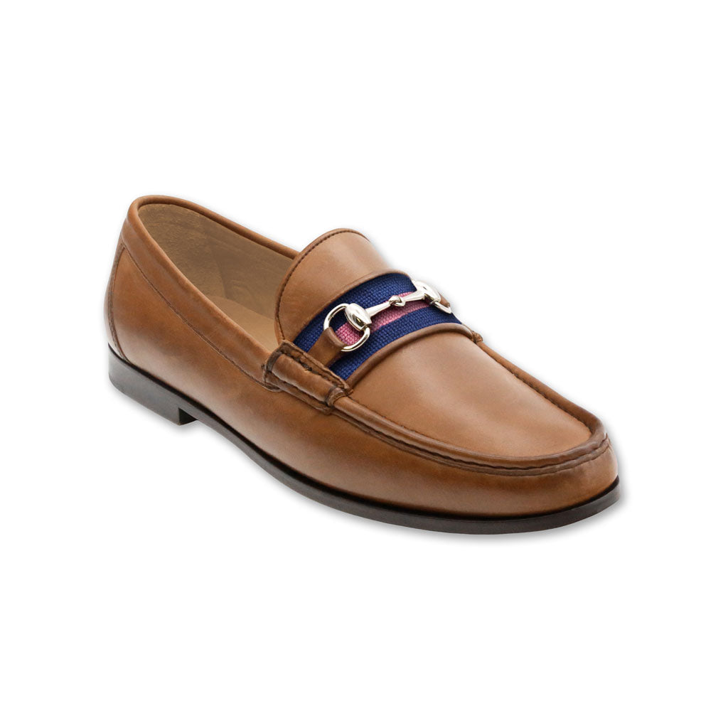 Navy & Pink Saddle Leather Bit Loafer | Smathers & Branson – Country ...