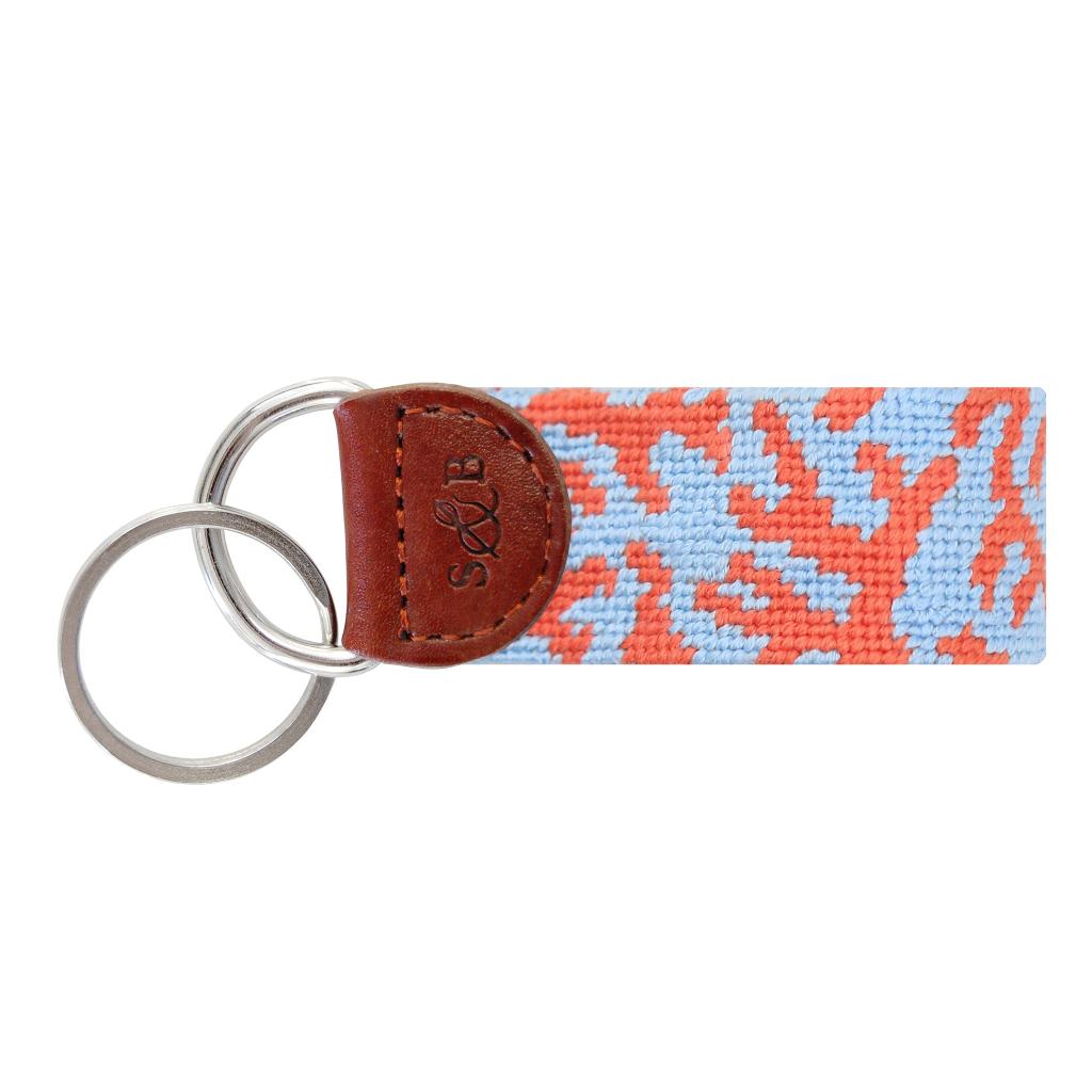 Coral Needlepoint Key Fob by Smathers & Branson - Country Club Prep