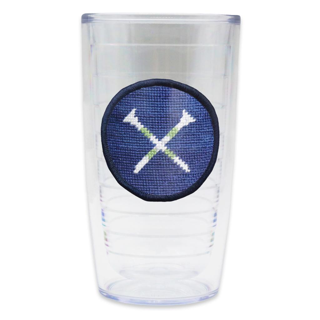 Crossed Golf Tees Needlepoint Tumbler by Smathers & Branson - Country Club Prep