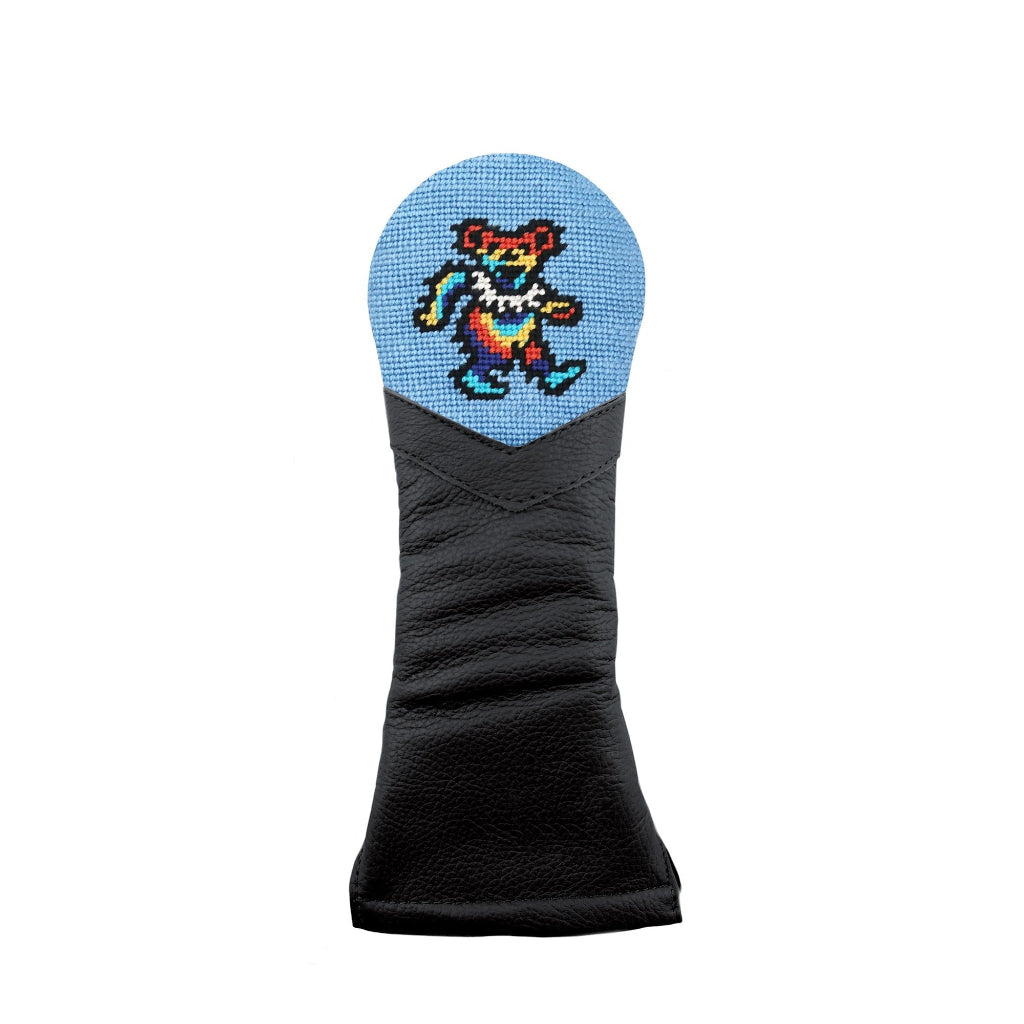 Dancing Bear Tie Dye Needlepoint Hybrid Headcover in Navy Leather by Smathers & Branson - Country Club Prep