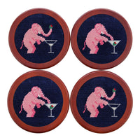 Elephant Martini Coasters in Navy by Smathers & Branson - Country Club Prep