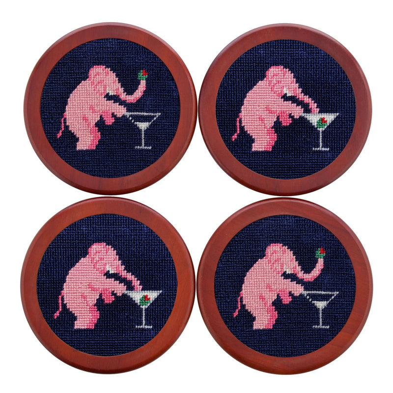 Elephant Martini Coasters in Navy by Smathers & Branson - Country Club Prep
