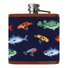 Fish and Tackle Pattern Needlepoint Flask by Smathers & Branson
