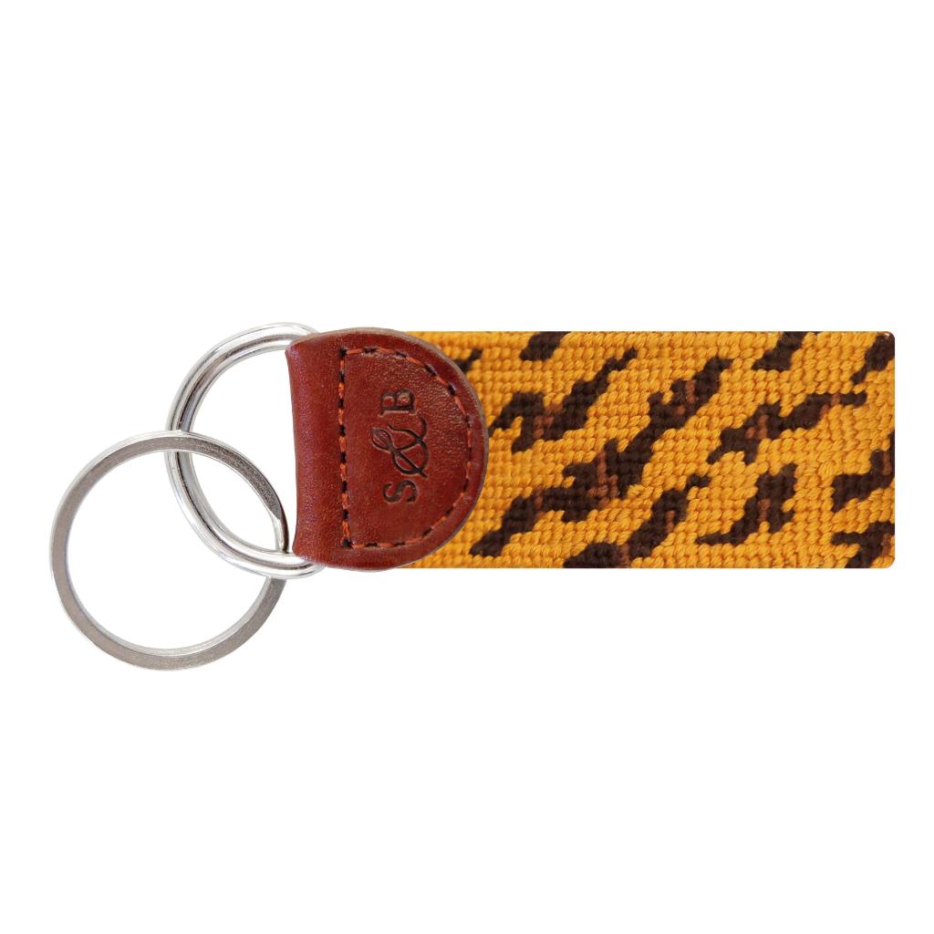 Golden Tiger Print Needlepoint Key Fob by Smathers & Branson - Country Club Prep