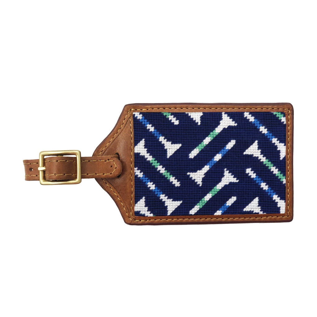 Golf Tee Pattern Needlepoint Luggage Tag by Smathers & Branson - Country Club Prep