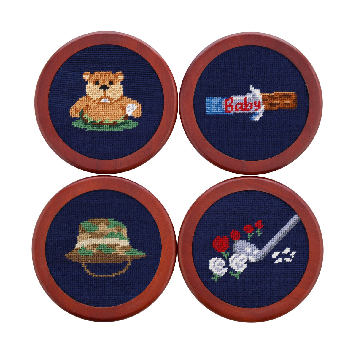 Gopher Golf Life Needlepoint Coasters by Smathers & Branson