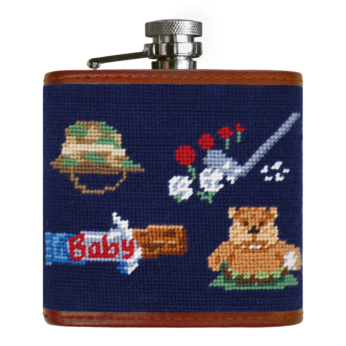 Gopher Golf Life Needlepoint Flask by Smathers & Branson - Country Club Prep