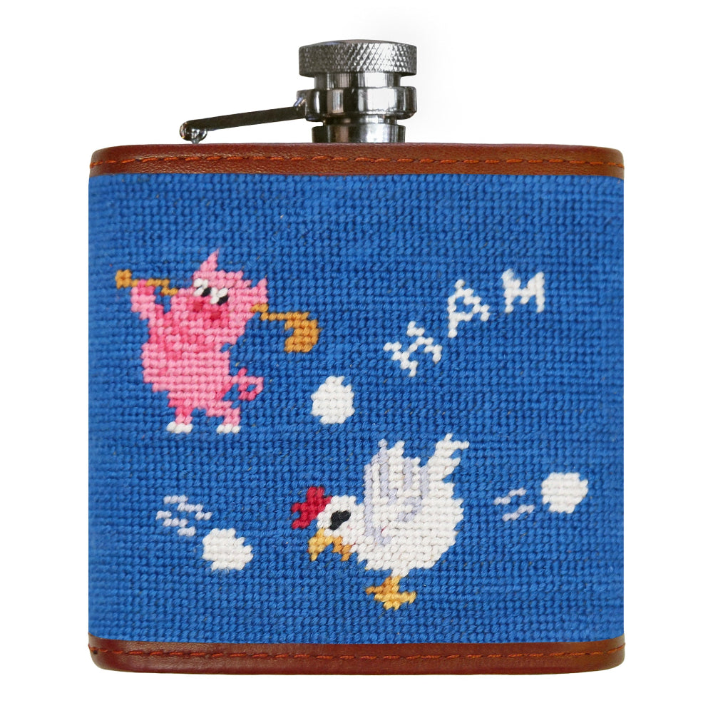 Ham and Egging Needlepoint Flask by Smathers & Branson