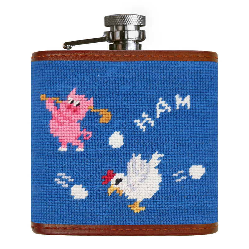 Ham and Egging Needlepoint Flask by Smathers & Branson