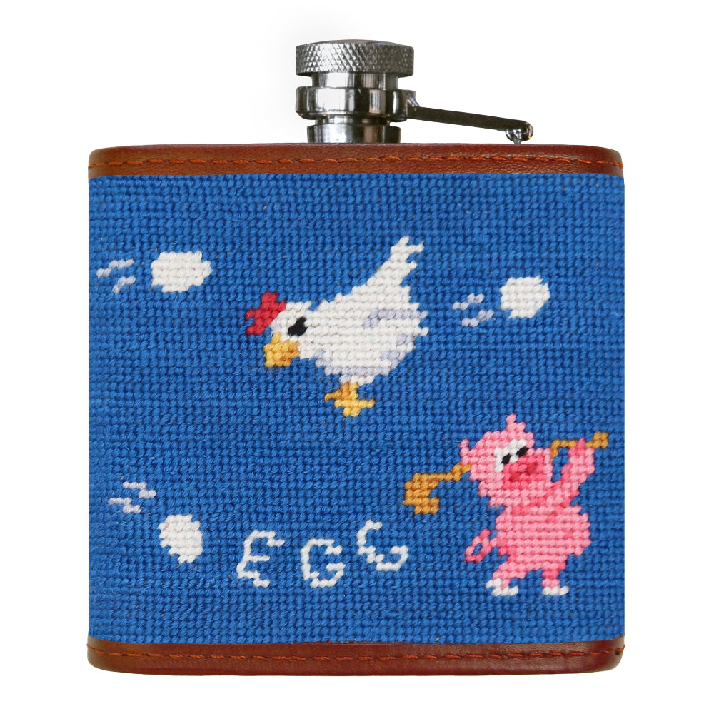 Ham and Egging Needlepoint Flask by Smathers & Branson