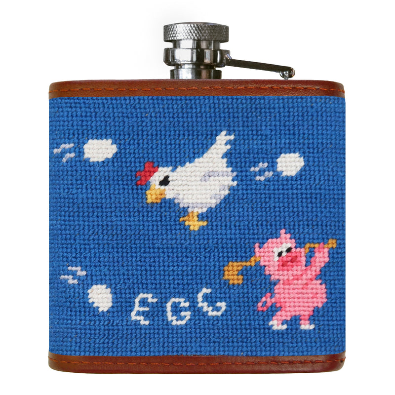 Ham and Egging Needlepoint Flask by Smathers & Branson