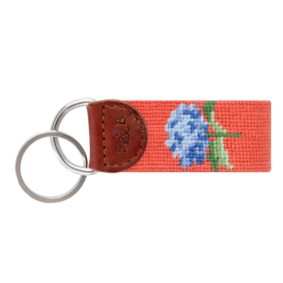 Hydrangea Needlepoint Key Fob by Smathers & Branson