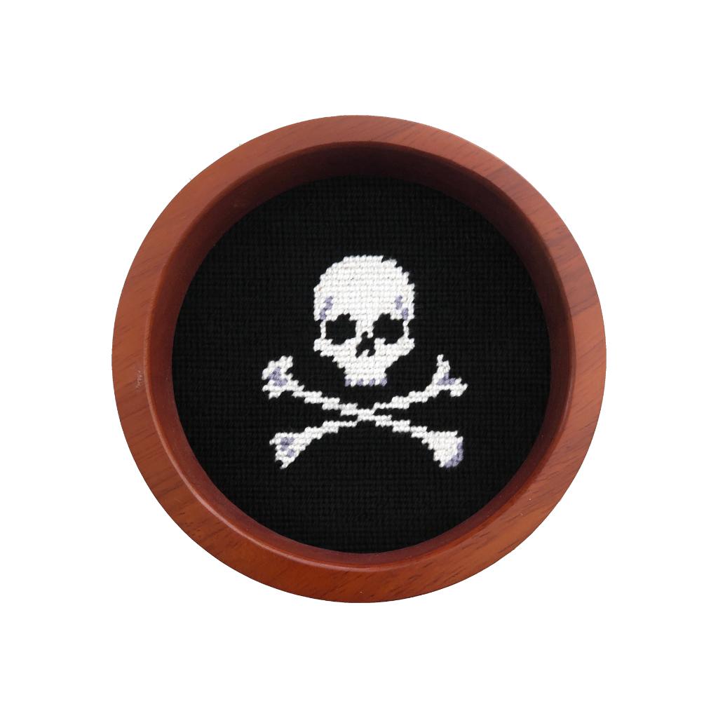 Jolly Roger Needlepoint Wine Bottle Coaster by Smathers & Branson - Country Club Prep
