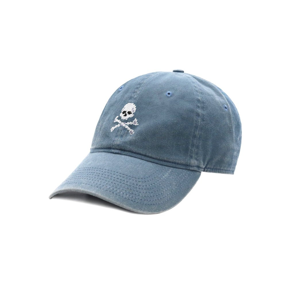 Jolly Roger Needlepoint Hat in Steel Blue by Smathers & Branson - Country Club Prep