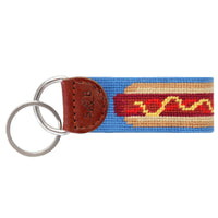 Jumbo Hot Dog Needlepoint Key Fob by Smathers & Branson