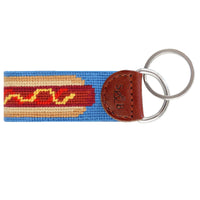 Jumbo Hot Dog Needlepoint Key Fob by Smathers & Branson