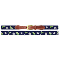 Margaritaville 5 O'Clock Somewhere Pattern Needlepoint Belt by Smathers & Branson - Country Club Prep