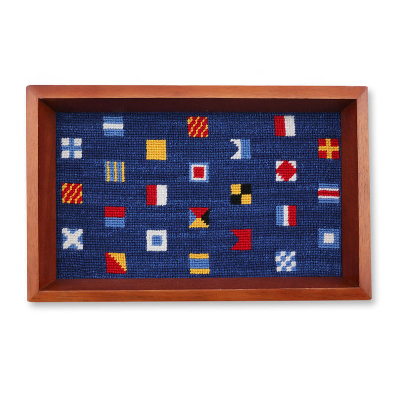Mixed Signals Needlepoint Valet Tray by Smathers & Branson - Country Club Prep