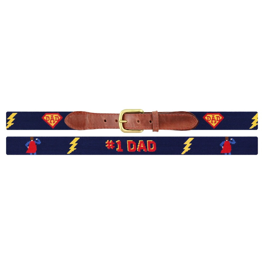 Number One Dad Hero Needlepoint Belt by Smathers & Branson - Country Club Prep