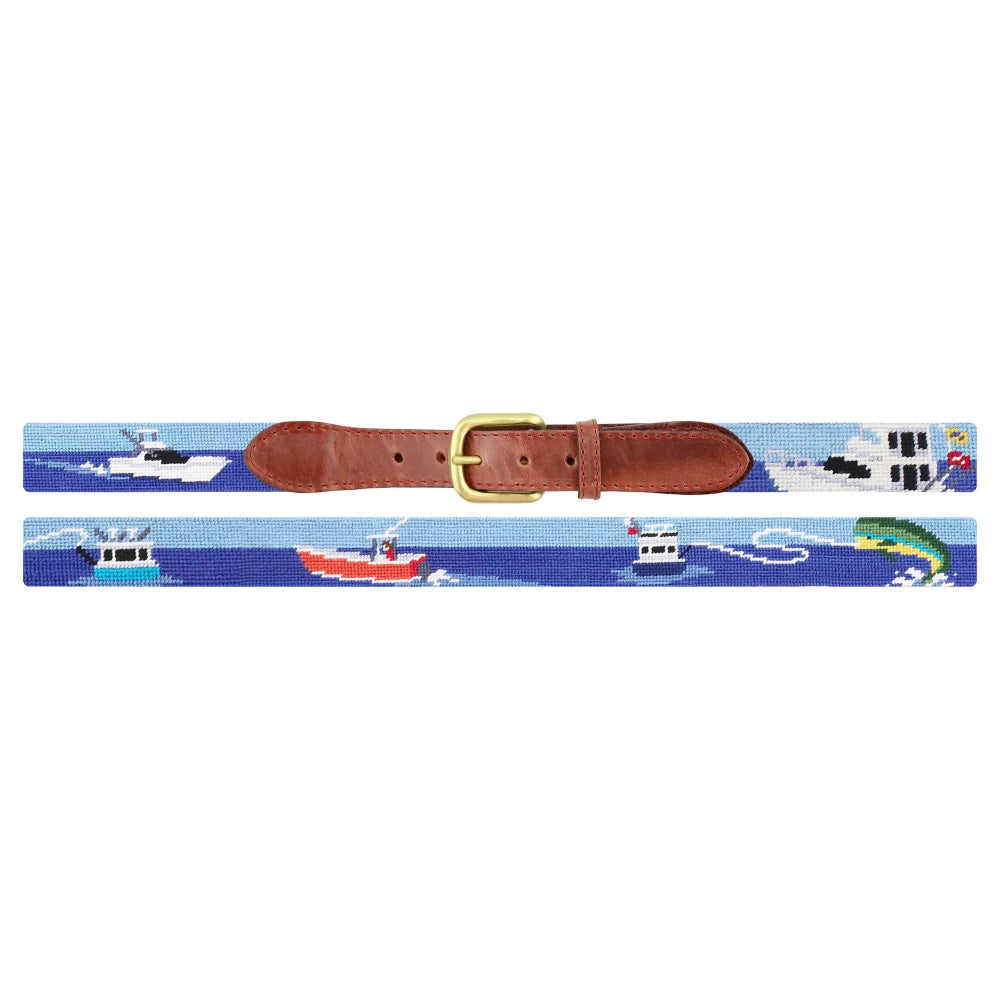 Offshore Fishing Needlepoint Belt by Smathers & Branson