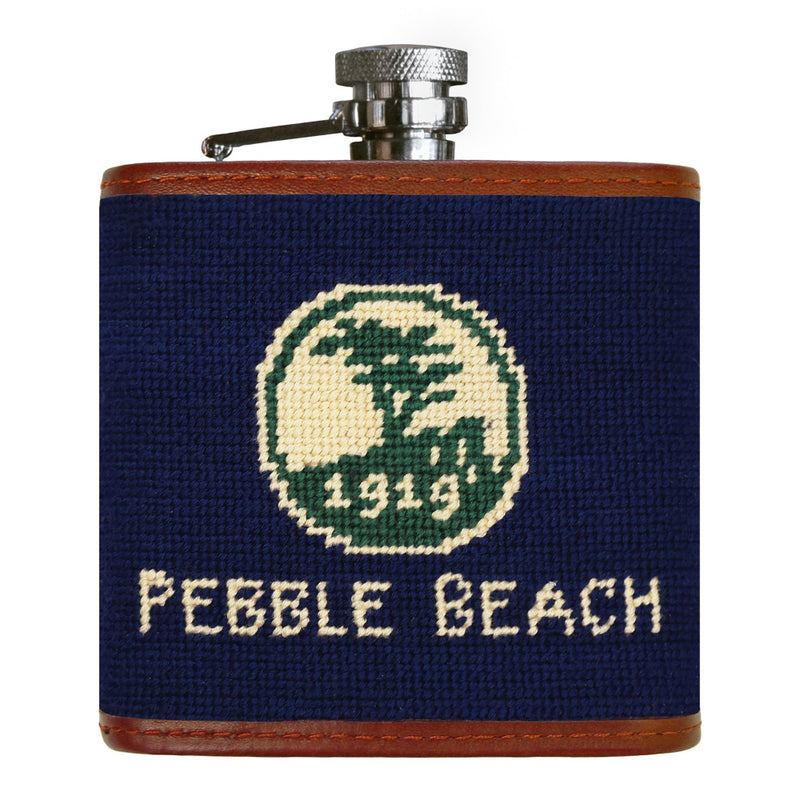 Pebble Beach Logo Needlepoint Flask by Smathers & Branson