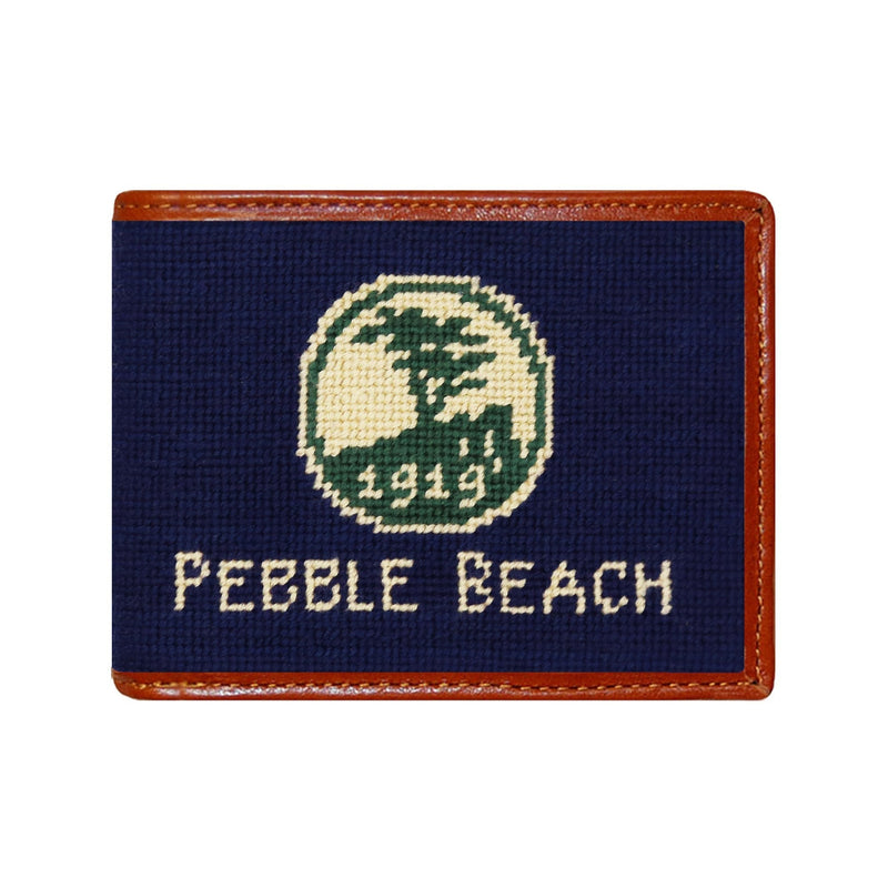 Pebble Beach Text Logo Needlepoint Bi-Fold Wallet by Smathers & Branson