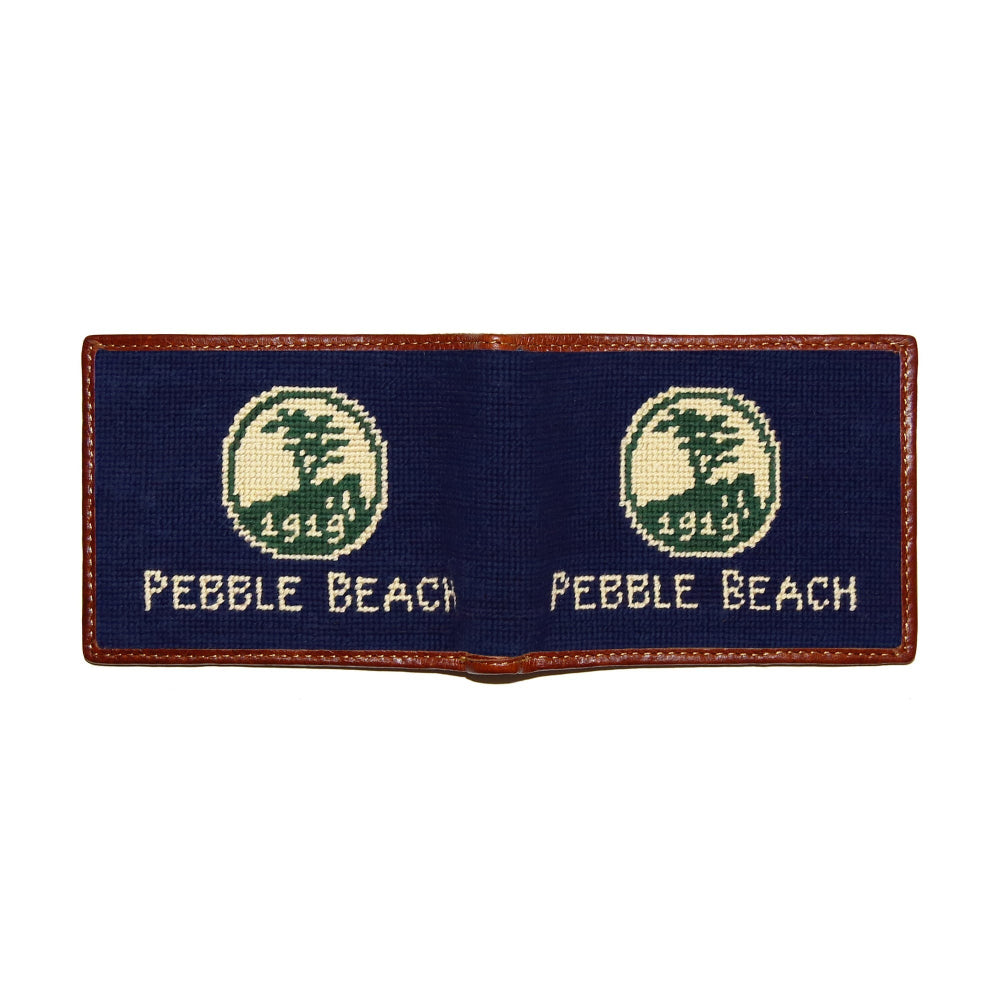 Pebble Beach Text Logo Needlepoint Bi-Fold Wallet by Smathers & Branson