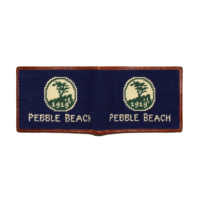 Pebble Beach Text Logo Needlepoint Bi-Fold Wallet by Smathers & Branson