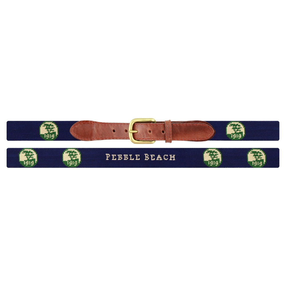 Pebble Beach Logo Needlepoint Belt by Smathers & Branson - Country Club Prep