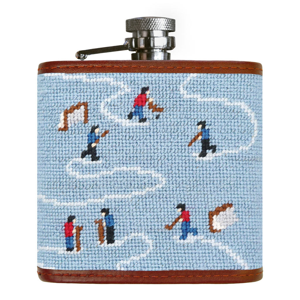 Pond Hockey Needlepoint Flask by Smathers & Branson - Country Club Prep