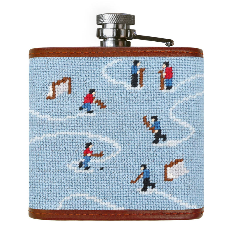 Pond Hockey Needlepoint Flask by Smathers & Branson - Country Club Prep