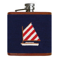 Rainbow Fleet Needlepoint Flask in Dark Navy by Smathers & Branson