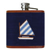 Rainbow Fleet Needlepoint Flask in Dark Navy by Smathers & Branson