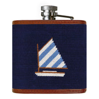 Rainbow Fleet Needlepoint Flask in Dark Navy by Smathers & Branson