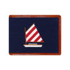 Cardholder with sailboat design on navy background