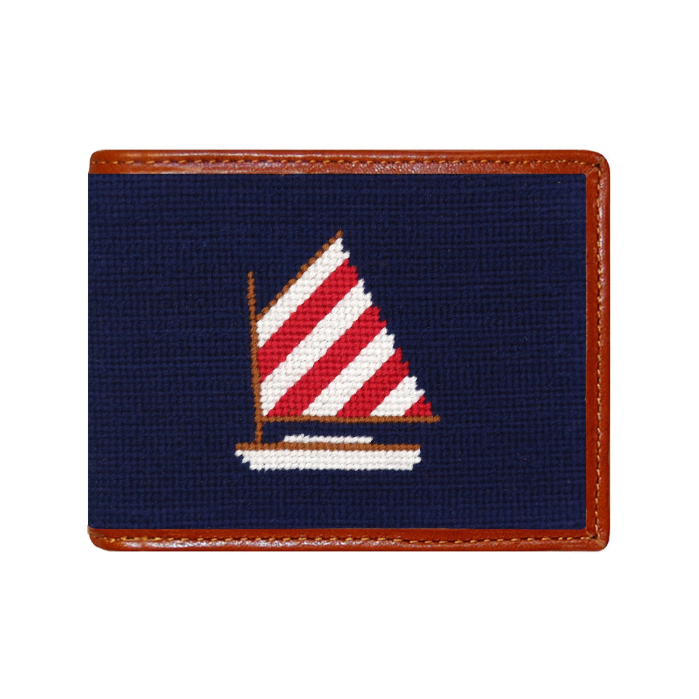 Cardholder with sailboat design on navy background