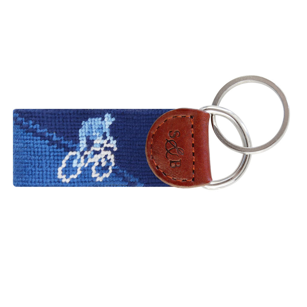 Retro Cyclist Needlepoint Key Fob by Smathers & Branson - Country Club Prep