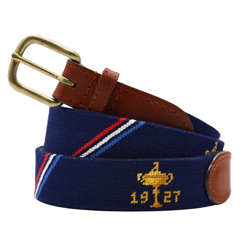 Ryder Cup 1927 Trophy Needlepoint Belt in American Flag by Smathers & Branson - Country Club Prep