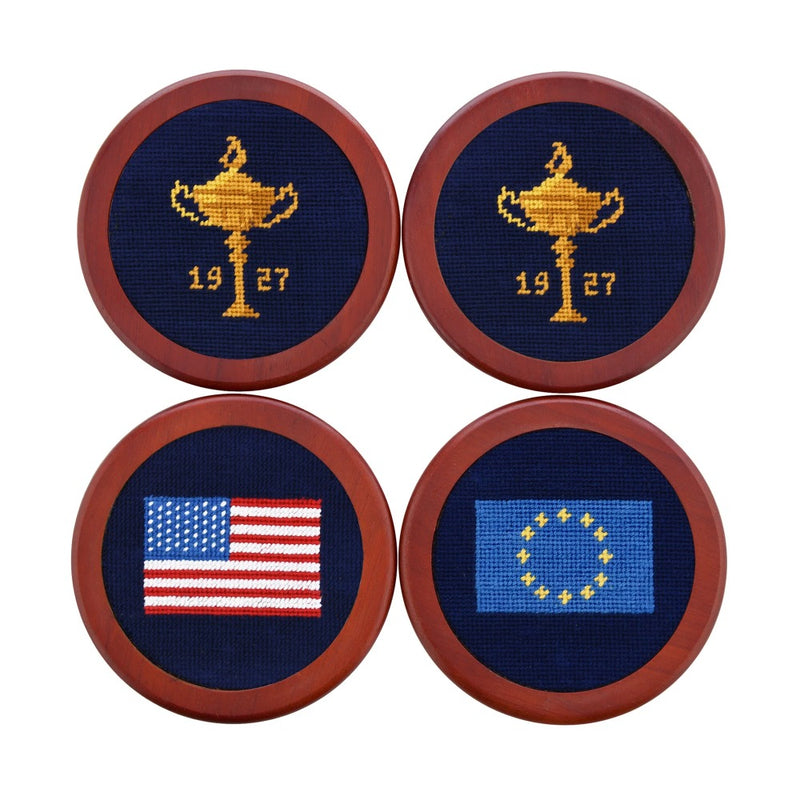 Ryder Cup 1927 Needlepoint Coasters by Smathers & Branson - Country Club Prep