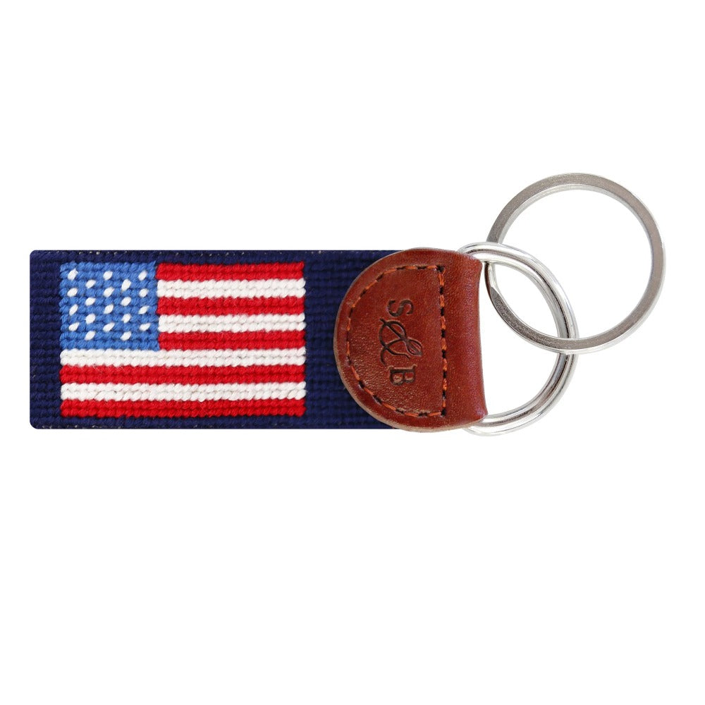 Ryder Cup 1927 Trophy with American Flag Needlepoint Key Fob by Smathers & Branson - Country Club Prep