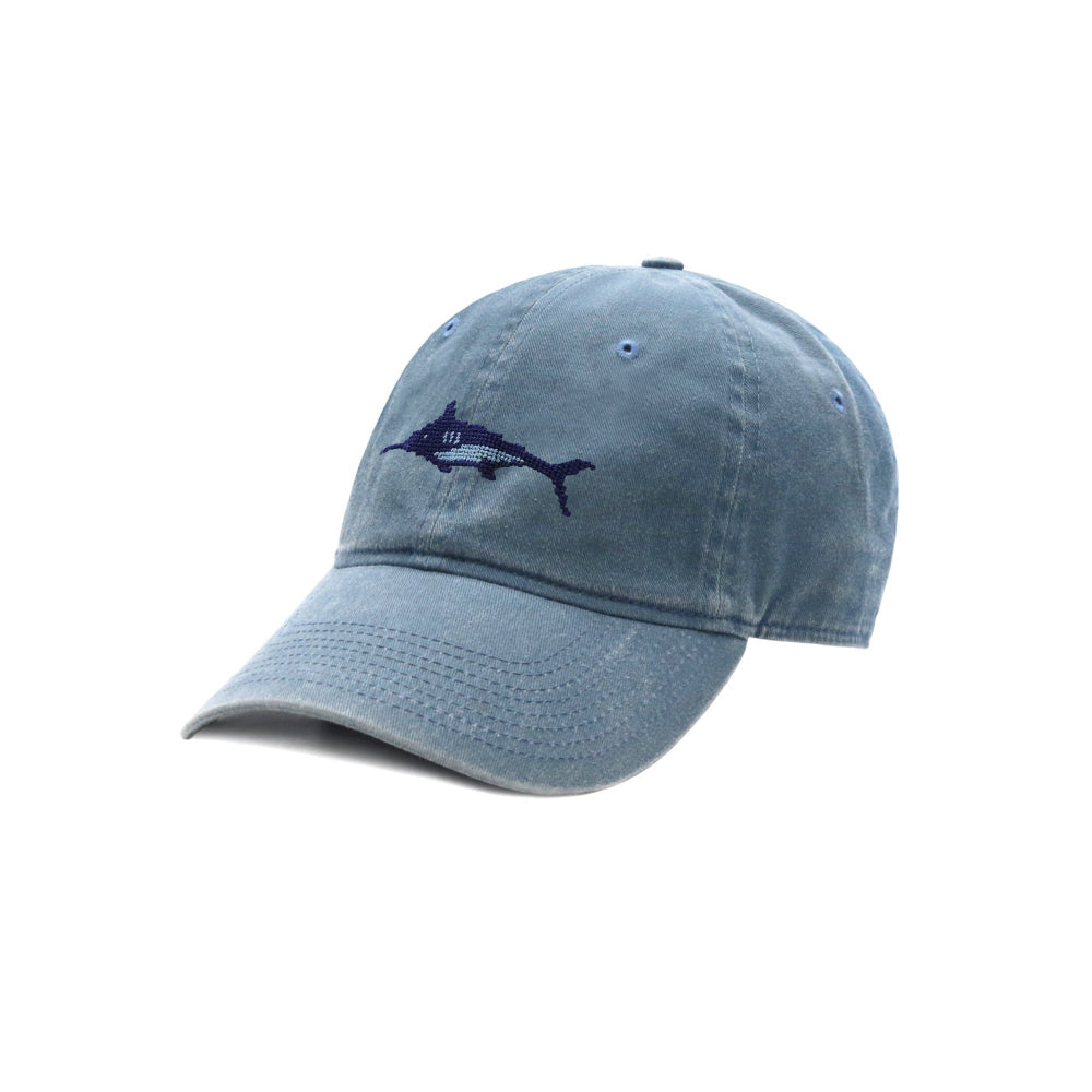 Trophy Marlin Needlepoint Hat in Steel Blue by Smathers & Branson - Country Club Prep