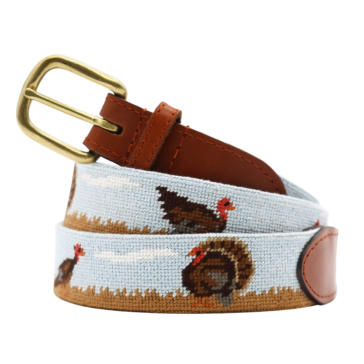 Turkey Hunt Needlepoint Belt by Smathers & Branson - Country Club Prep