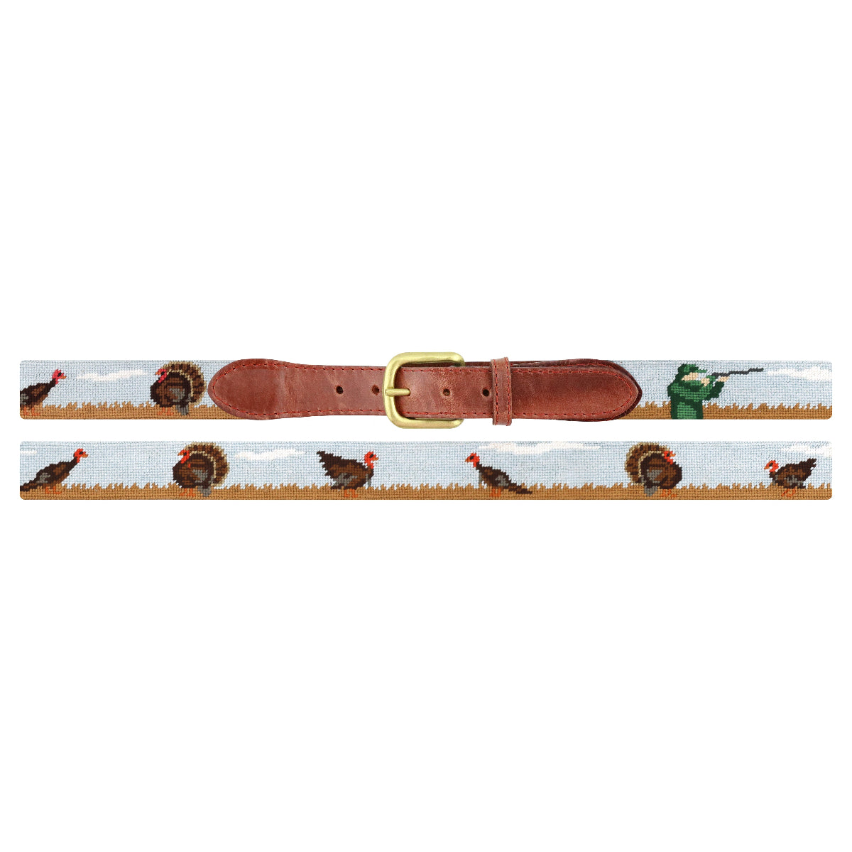 Turkey Hunt Needlepoint Belt by Smathers & Branson - Country Club Prep