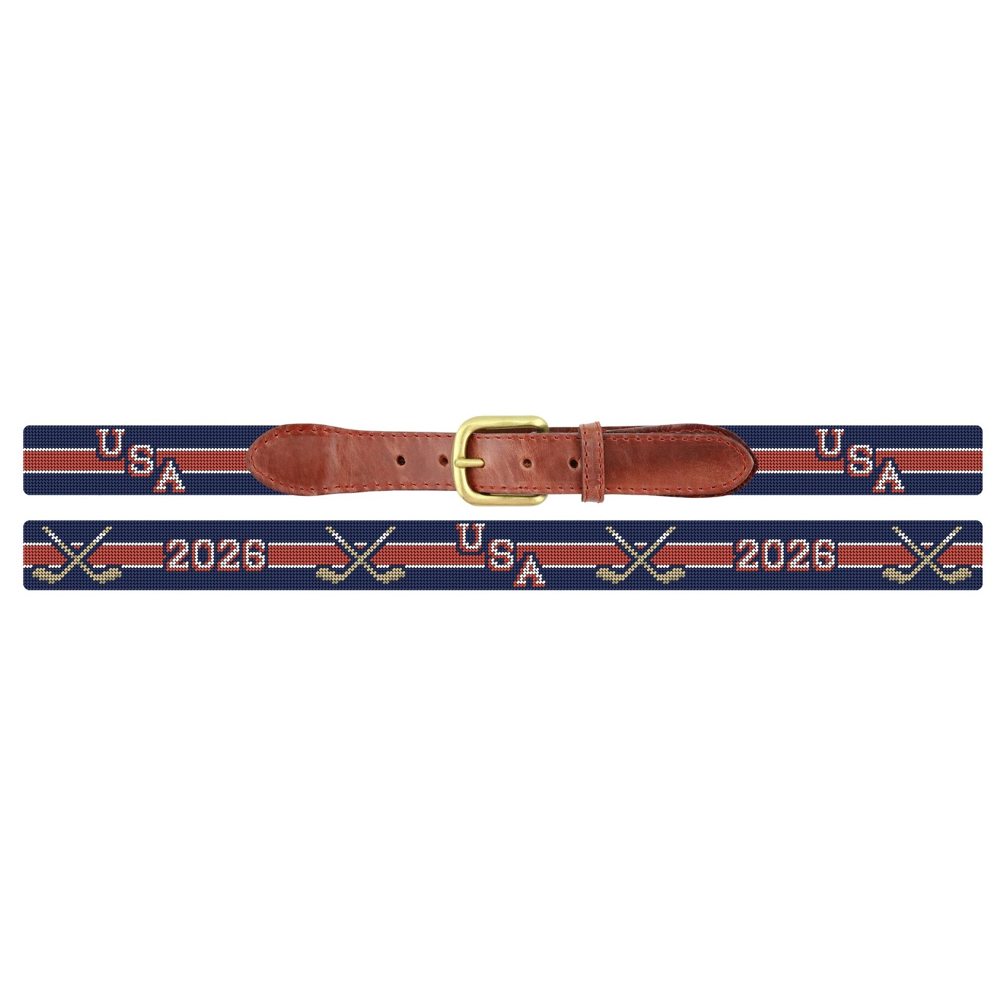 USA Hockey 2026 Needlepoint Belt by Smathers & Branson - Country Club Prep