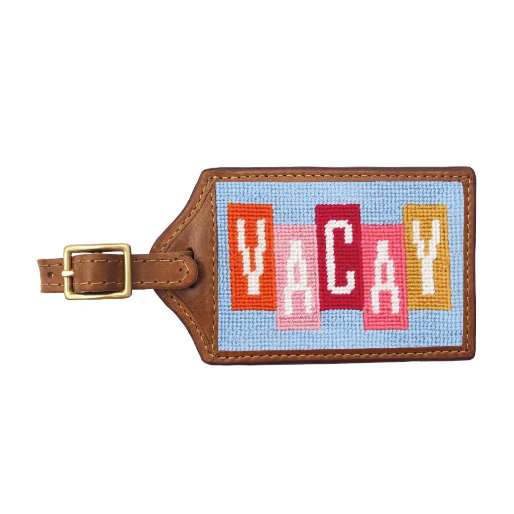 Vacay Needlepoint Luggage Tag by Smathers & Branson - Ice Blue
