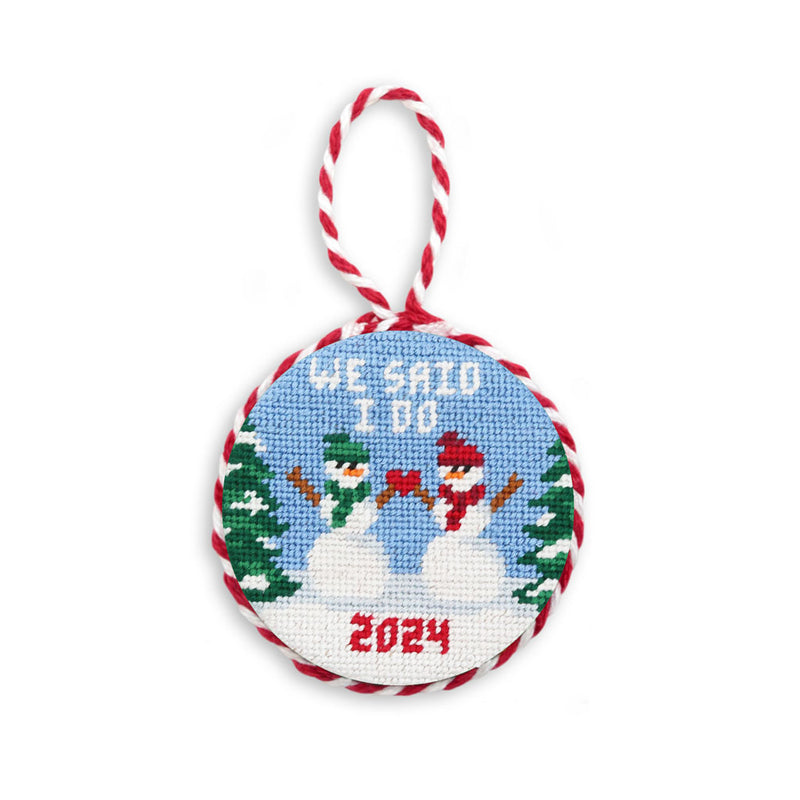 We Said I do Snowmen 2024 Needlepoint Ornament by Smathers & Branson - Country Club Prep