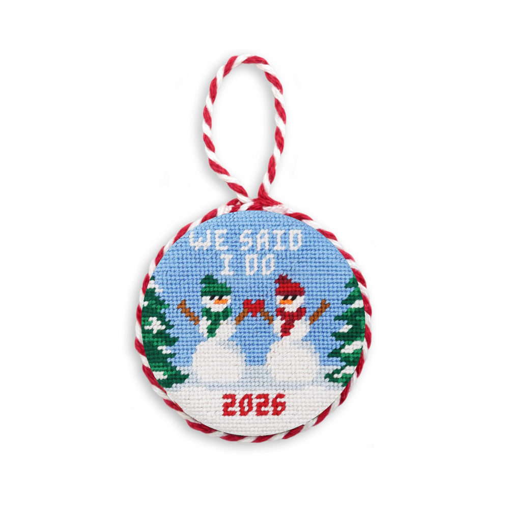 We Said I Do Snowman Needlepoint Ornament by Smathers & Branson