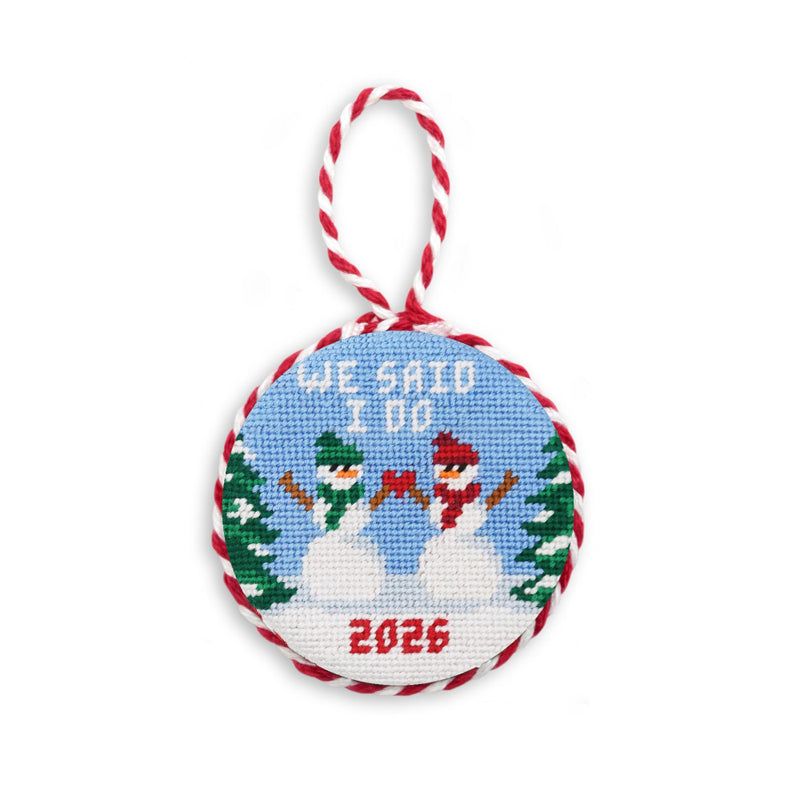 We Said I Do Snowman Needlepoint Ornament by Smathers & Branson